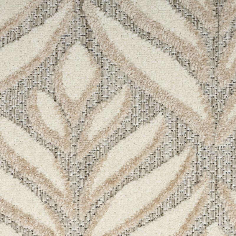 Nourison Aloha Tropical Palm Flatweave High-Low Indoor Outdoor Area Rug Ivory Grey 5'3" x 7'5"