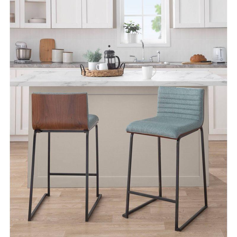 Set of 2 Mason-Mara Counter Height Barstools Black/Walnut/Green - LumiSource