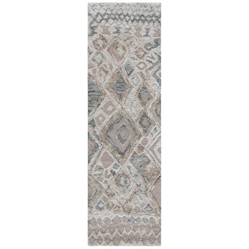 Casablanca Shag CSB618 Hand Tufted Indoor Runner Rug - Grey/Olive - 2'3"x8' - Safavieh