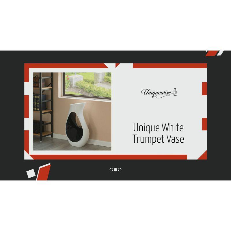 Uniquewise Tall Modern floor vase, White Unique Trumpet Floor Vase, Interior Decoration 24" Tall