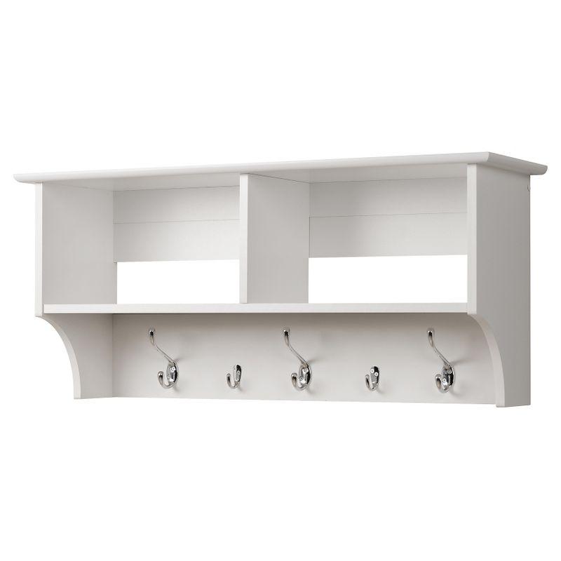 Wide Hanging Entryway Shelf White 36" - Prepac: Wall Organizer with Hooks, Bookshelf Storage