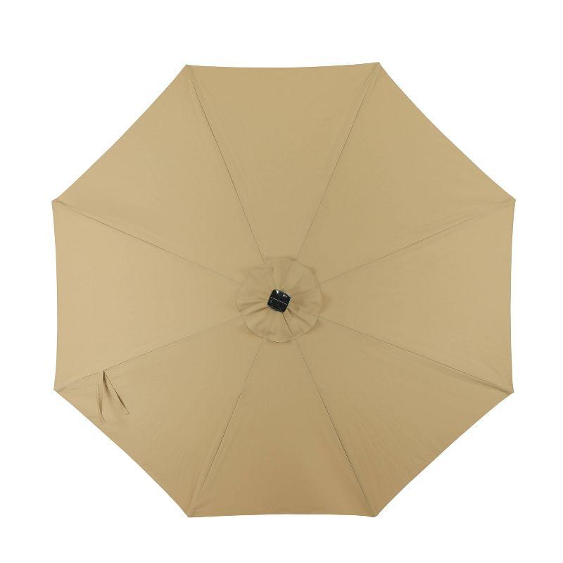 11' x 11' Calypso II Market Patio Umbrella with Solar LED Strip Lights Champagne - Island Umbrella