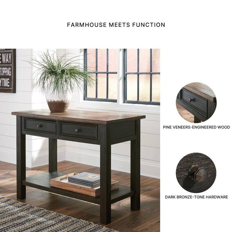 Tyler Creek Sofa/Console Table Grayish Brown/Black - Signature Design by Ashley: Mid-Century Modern with Open Shelf, Storage Drawer