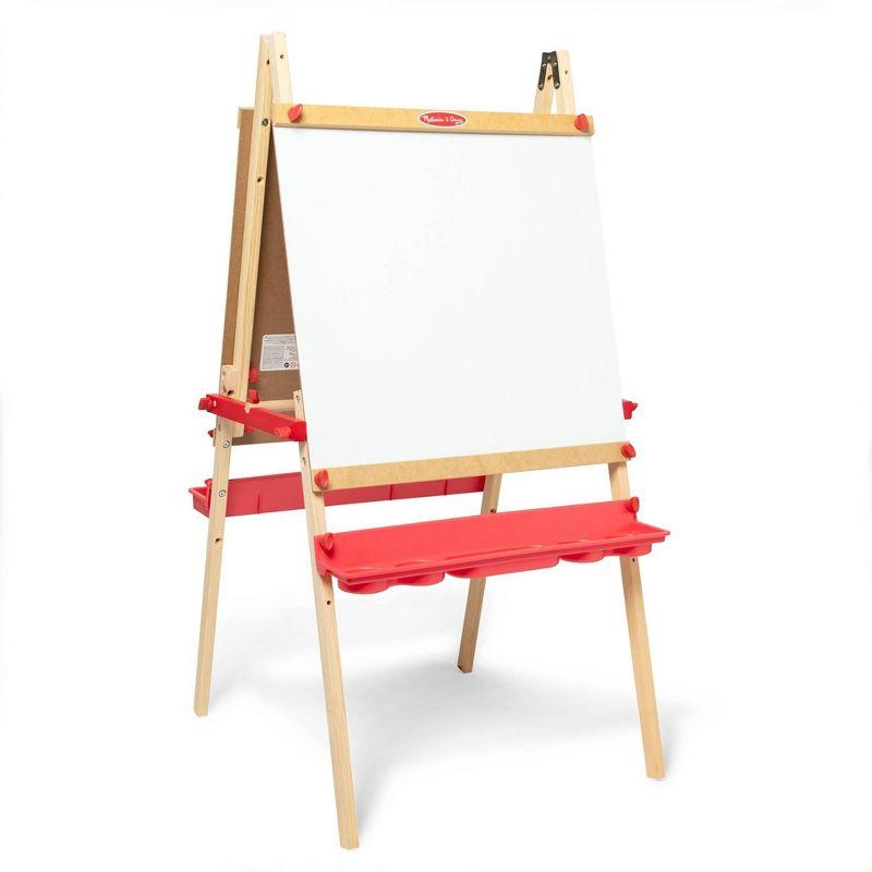 Deluxe Magnetic Wooden Art Easel with Chalkboard and Dry-Erase Board