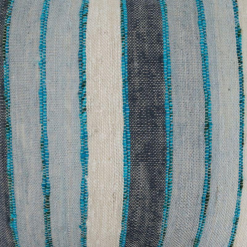 Blue and Beige Striped Cotton Throw Pillow Cover