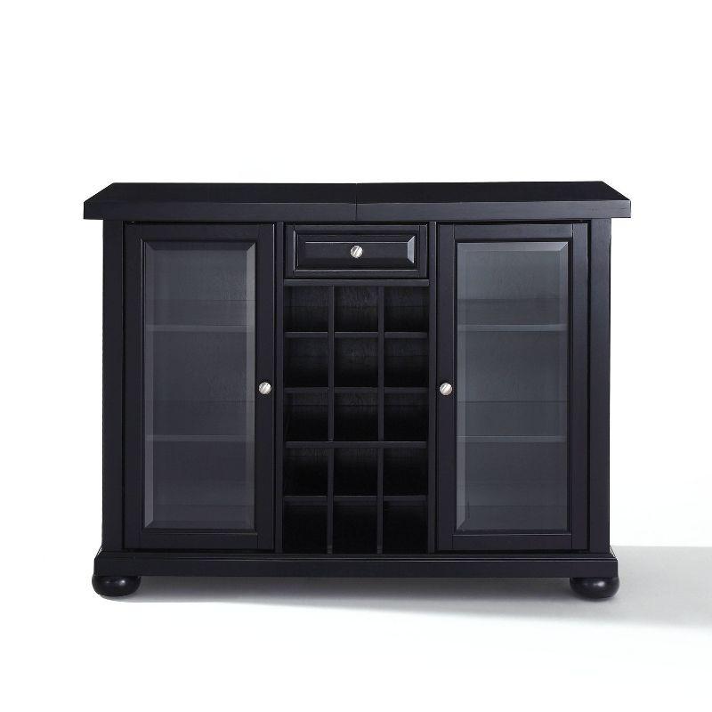 Crosley Alexandria Sliding Top Bar Cabinet Black: Rubberwood Construction, Wine & Glass Storage, Adjustable Shelves