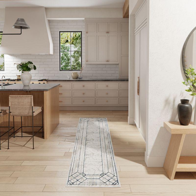 Nourison Glam 2'3" x 7'6" Ivory/Taupe Mid-Century Modern Indoor Rug