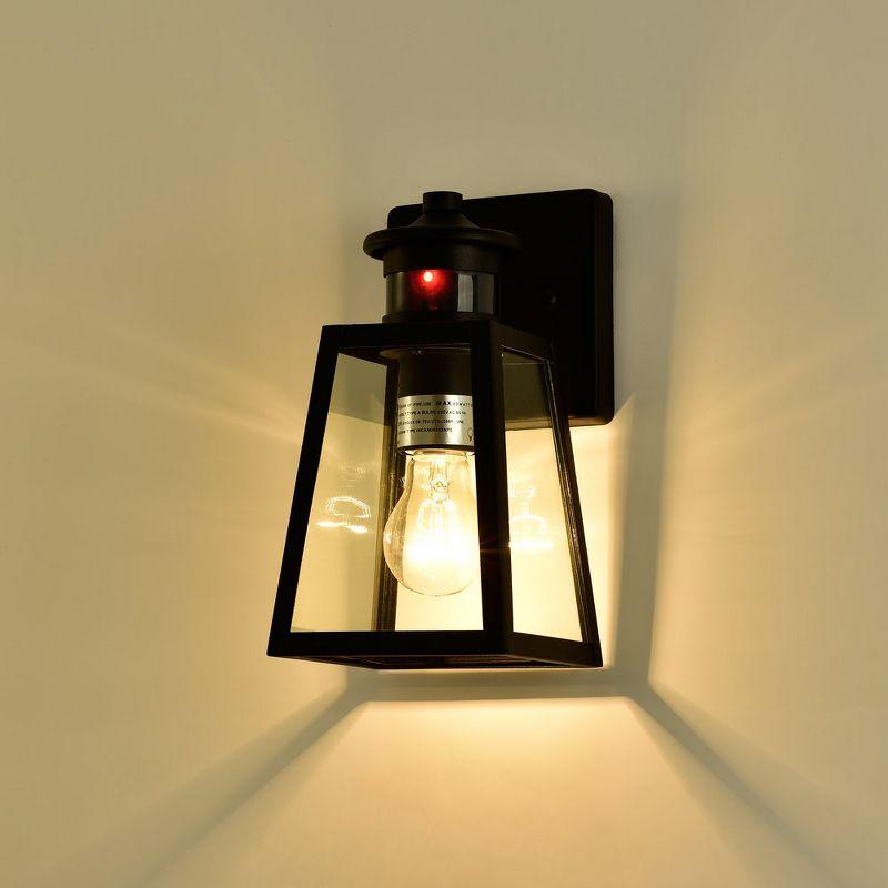 C Cattleya Matte Black Motion Sensor and Dusk to Dawn Outdoor Wall Sconce