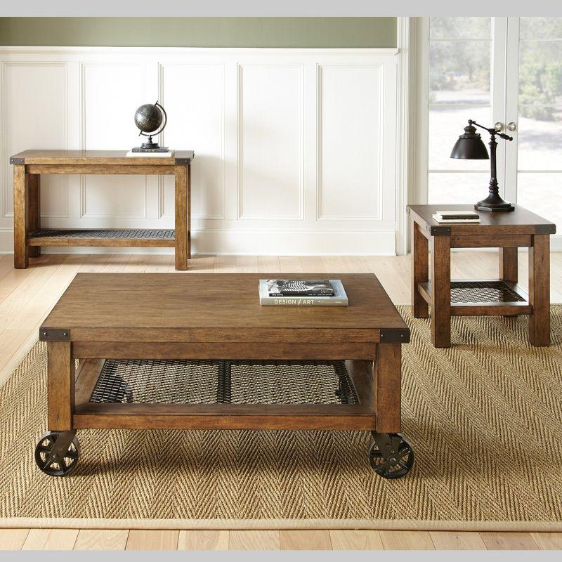 Hailee End Table Oak - Steve Silver Co.: Sturdy Side Table, Fixed Shelf, Hardwood Frame