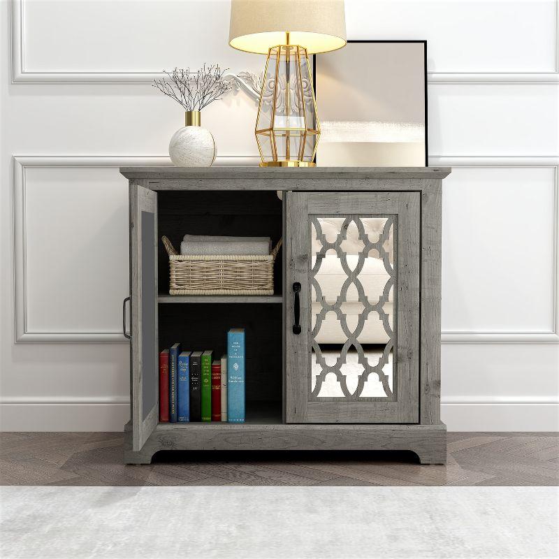 Galano Heron 2 Door Accent Cabinet (29.3 in. H x 32.4 in. W x 15.7 in. D) in Dusty Gray Oak, Mexican Gray, Ivory with Knotty Oak, Black with Knotty Oak