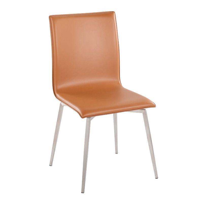 Set of 2 Mason Dining Chairs Stainless Steel/Camel: Swivel Base, Faux Leather, Modern Design - LumiSource