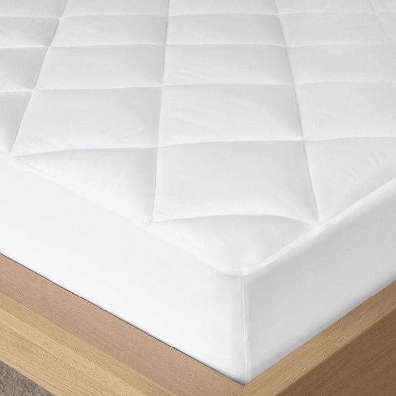 California King White Cotton Sateen Waterproof Mattress Pad