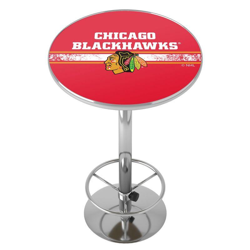 27'' Light Wood & Metal Chicago Blackhawks Retro Bar Table