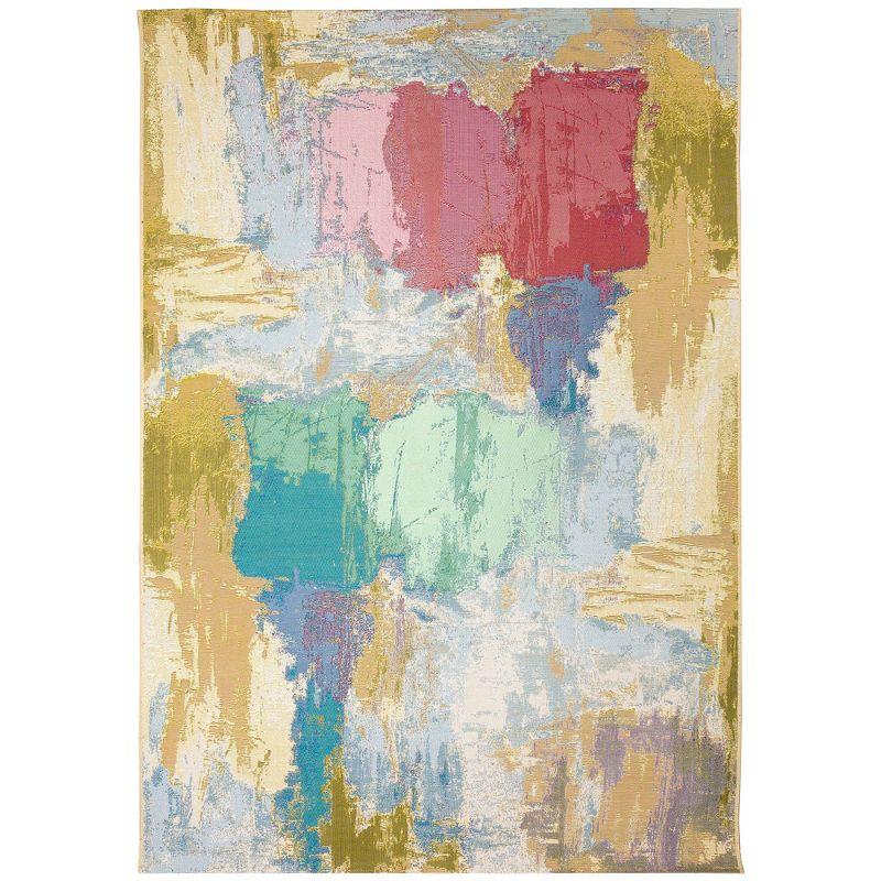 Abstract Blue Square Synthetic Flat Woven Area Rug 6'6" x 9'4"