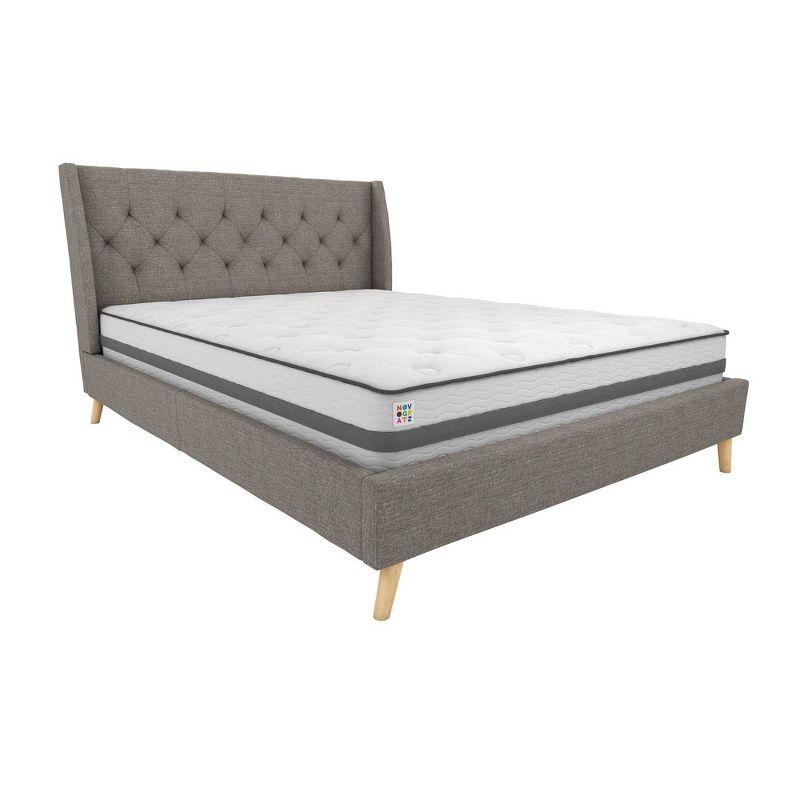 Gray Linen Tufted Upholstered Queen Bed with Wood Frame