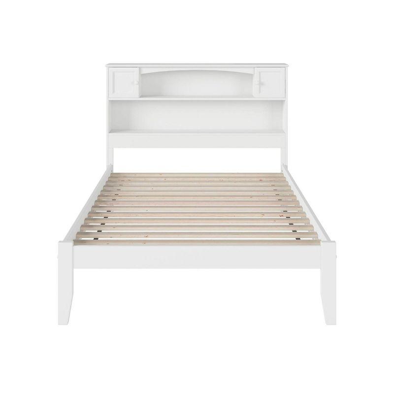 Newport Full Double Platform Bed with Bookcase Headboard and Storage Drawers in White