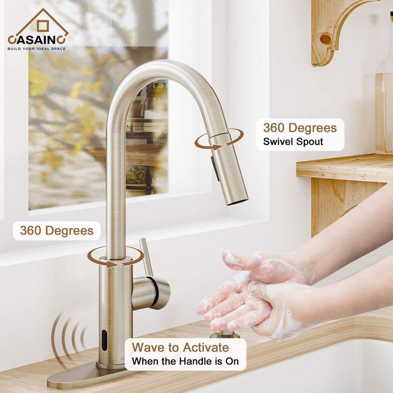 Willow Single-Handle Pull Down Sprayer Kitchen Faucet with Infrared Sensor, Soap Dispenser and Deck Plate