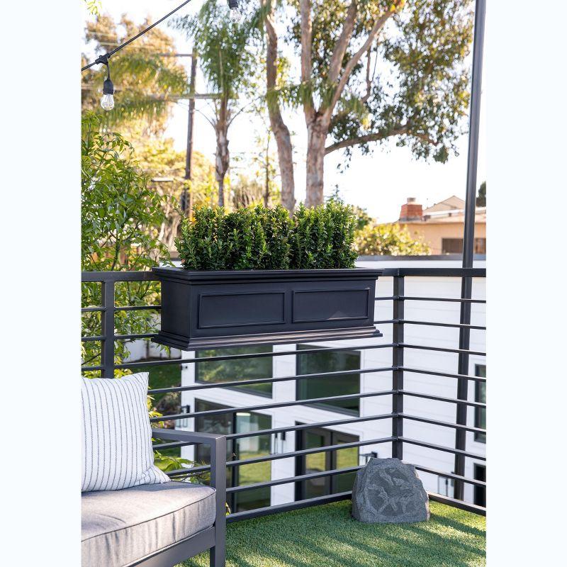 Veradek Brixton Railing Window Box 36" Plastic Planter 2-Pack Black