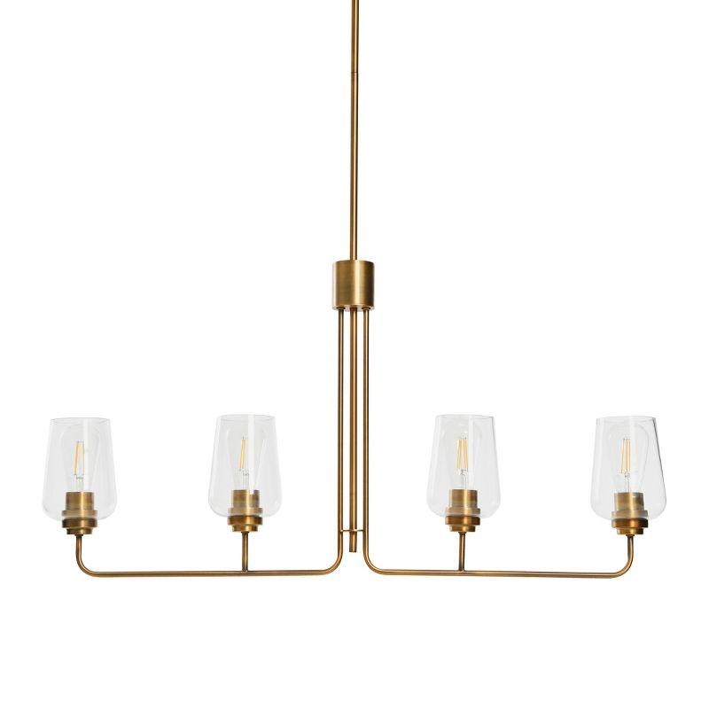 Storied Home Holden - Metal and Glass 4-Light Linear Chandelier, Brushed Bronze