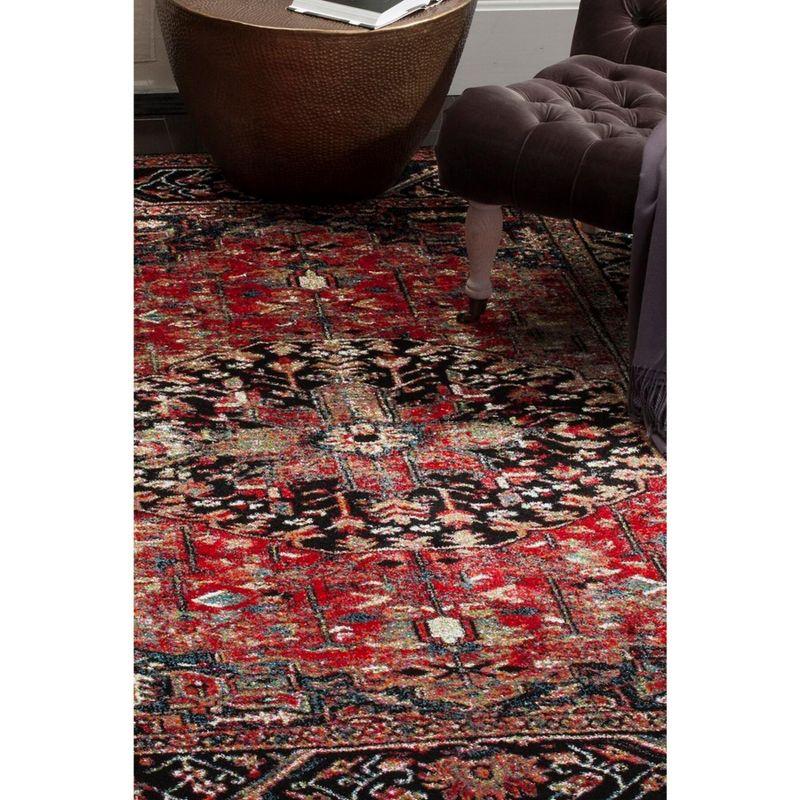 Elegant Antique Floral Red Synthetic 5' x 7' Area Rug