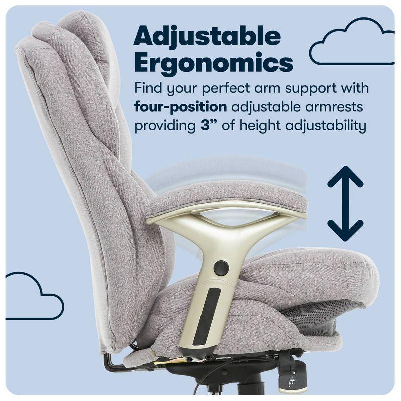 Works Executive Office Chair Light Gray : Serta, Ergonomic, Pneumatic Height Adjustment, Bonded Leather