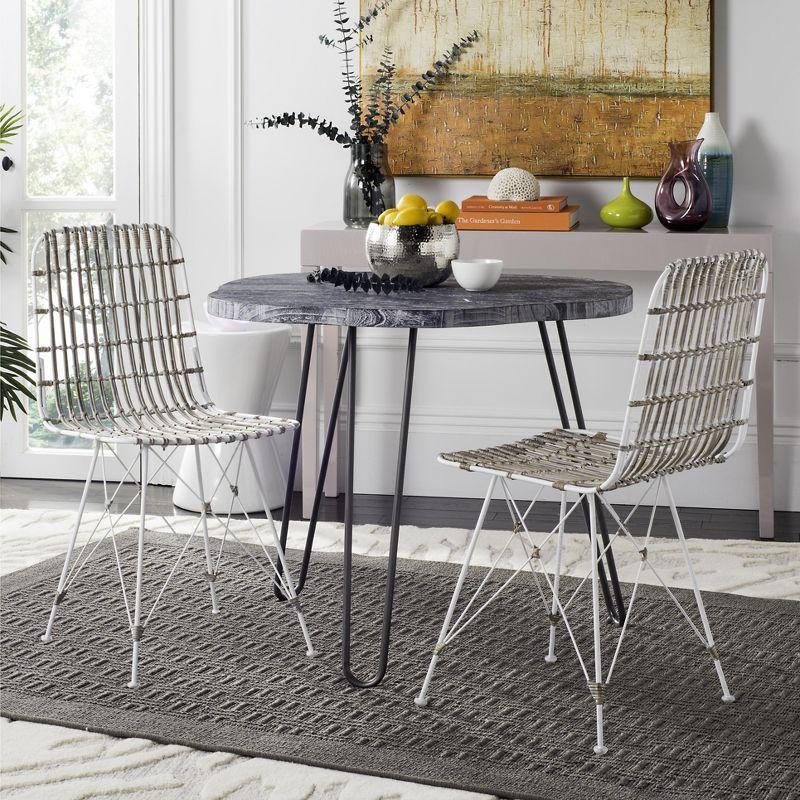 Minerva White Rattan Cane Dining Chair Set with Hairpin Legs