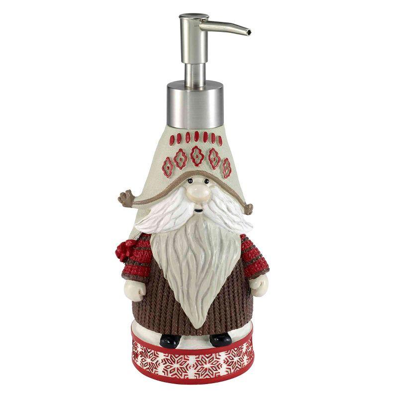 Avanti Linens Christmas Gnomes Lotion Dispenser & 2-Pack Fingertip Towel Set