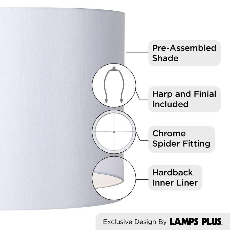 Springcrest White Hardback Medium Drum Lamp Shade 16" Top x 16" Bottom x 12" High (Spider) Replacement with Harp and Finial