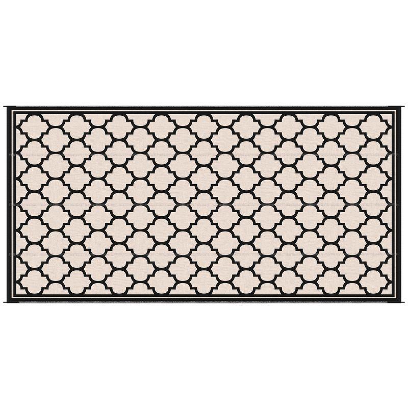 Outsunny RV Mat, Outdoor Patio Rug / Large Camping Carpet, 9' x 18', Waterproof Plastic Straw, Reversible, Black & Beige
