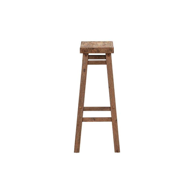 Set of 2 29" Sonoma Wire-Brush Saddle Barstools Barnwood - Boraam: Solid Acacia, Footrest