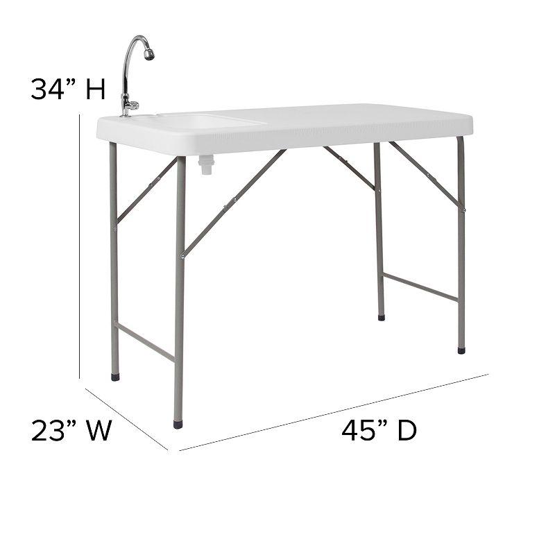 46-Inch White Plastic Portable Fish Cleaning Table with Sink