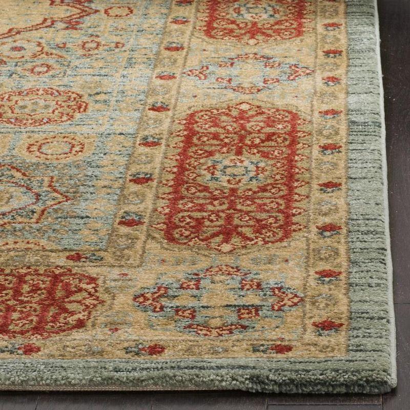 Red and Beige Rectangular Synthetic Area Rug