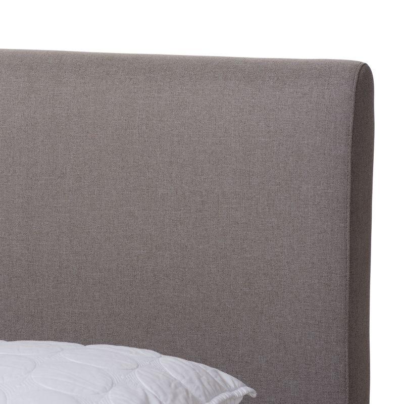 Walnut and Grey Upholstered Queen Platform Bed with Headboard