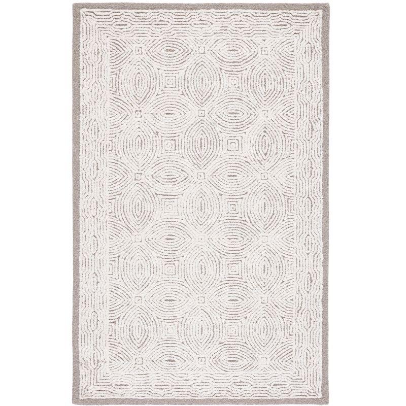 Ivory Abstract Handmade Wool 3' x 5' Tufted Area Rug