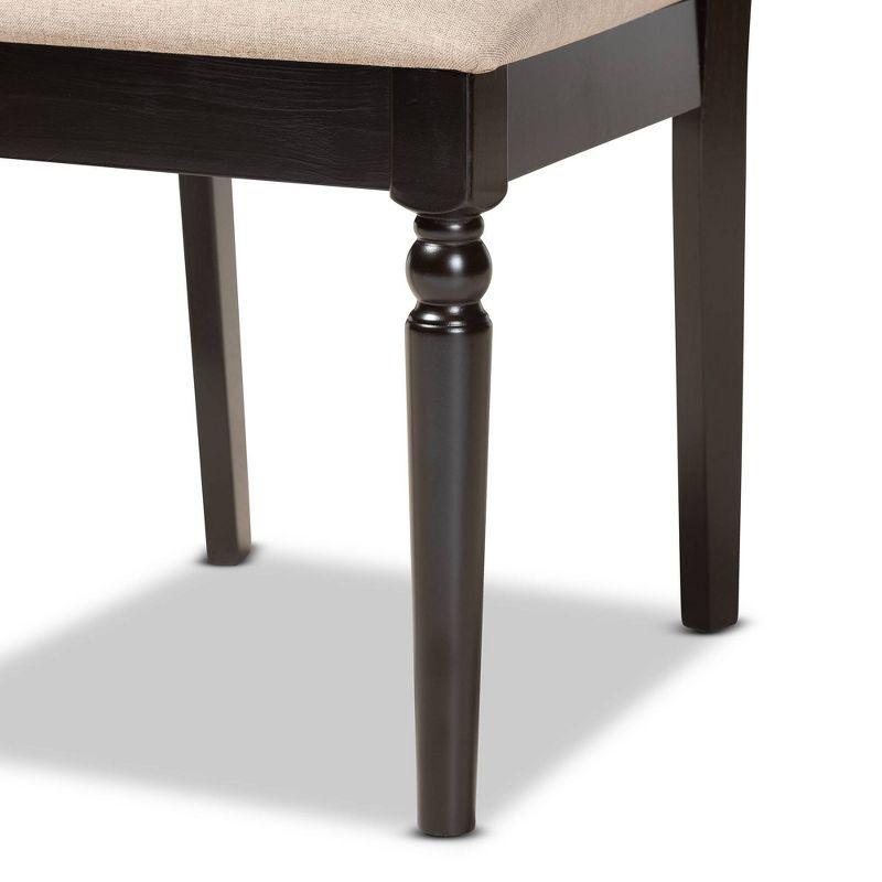2pc RamiroFabric and Wood Dining Chairs Set Brown - Baxton Studio: Elegant Symmetrical Design, Comfort Upholstery