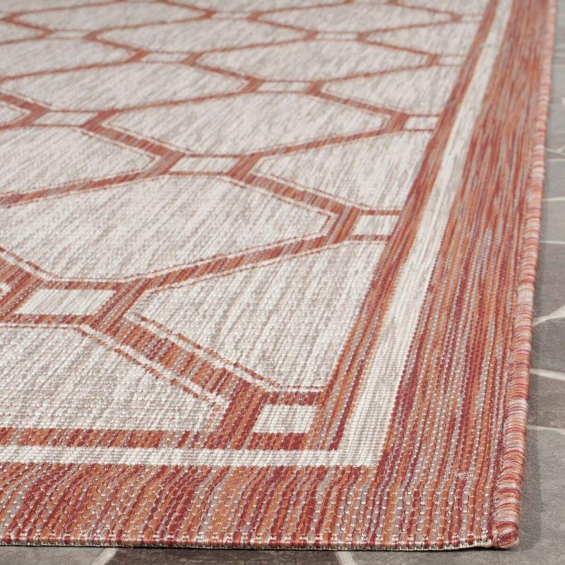 Red and Beige Geometric Outdoor Area Rug, 2' x 3'7"