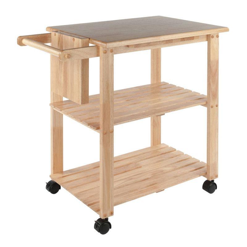 Winsome Natural Wood Kitchen Cart with Wine Rack and Storage