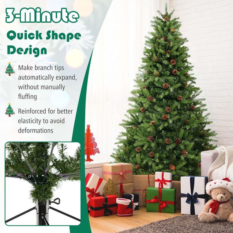 Costway 7 FT Pre-Lit Christmas Tree 3-Minute Quick Shape with Quick Power Connector Timer