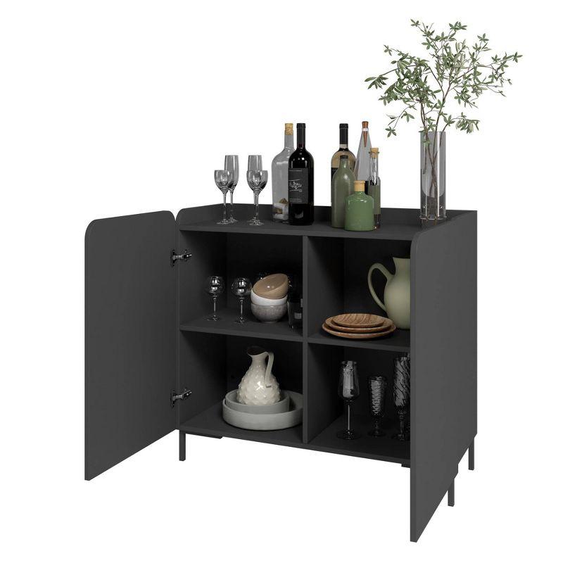 Manhattan Comfort Bogardus Mid - Century Modern 4 Shelf Accent Cabinet Black: Painted Particle Board, Fixed Shelves, Anti-Tip Hardware