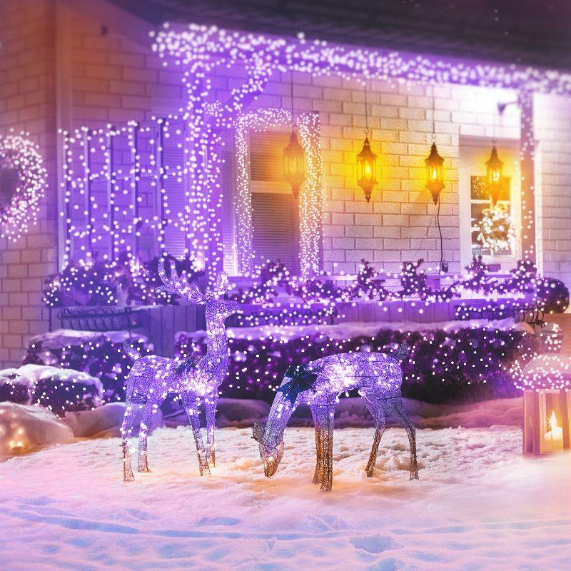 Twinkle Star 300 LED Window Curtain String Lights for Christmas, Wedding, Party, Garden, Indoor & Outdoor Decor - Purple