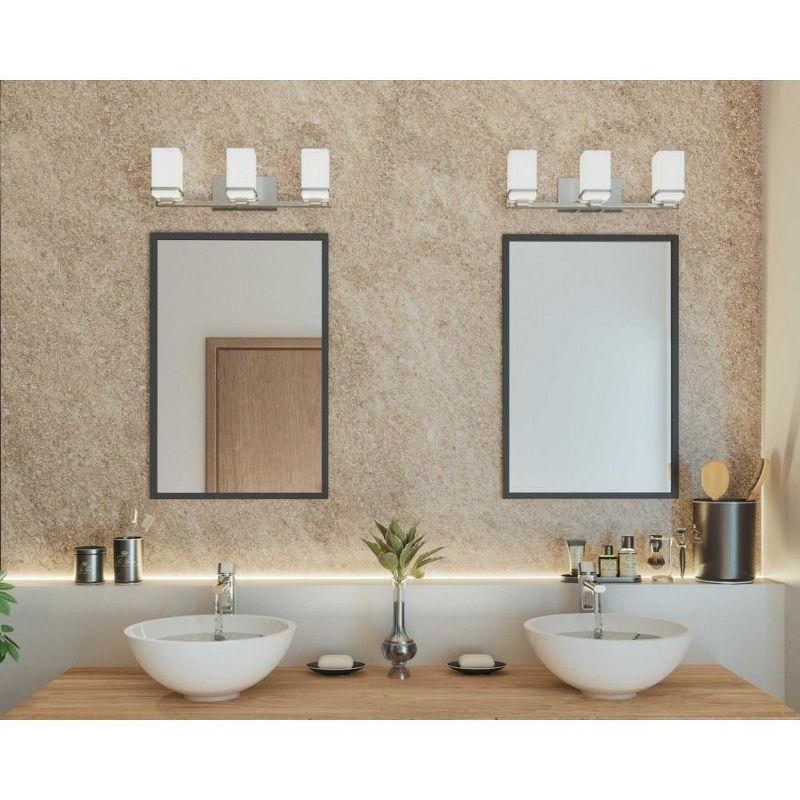 Progress Lighting Metric 3-Light Bath & Vanity, Brushed Nickel, Etched Opal Glass Shade