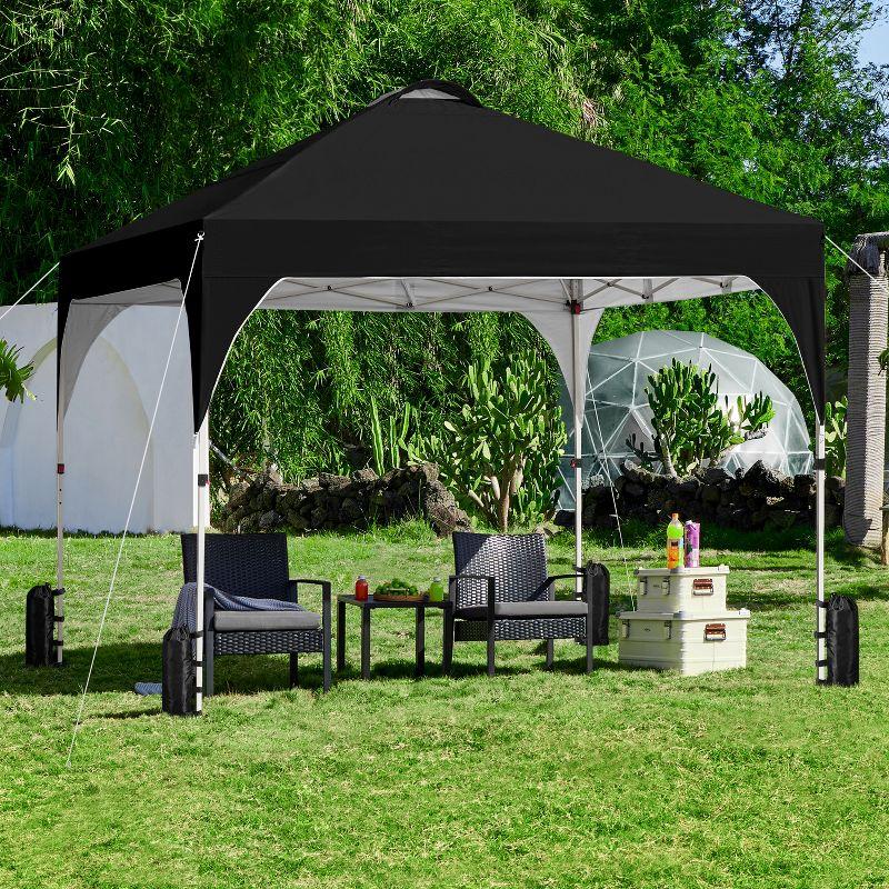 Black 10x10ft Steel Frame Outdoor Pop-Up Canopy Tent