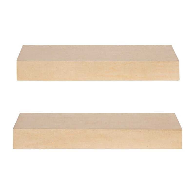 Kate and Laurel Havlock Rectangle MDF Floating Shelf, 2 Piece 18 Inch, Natural