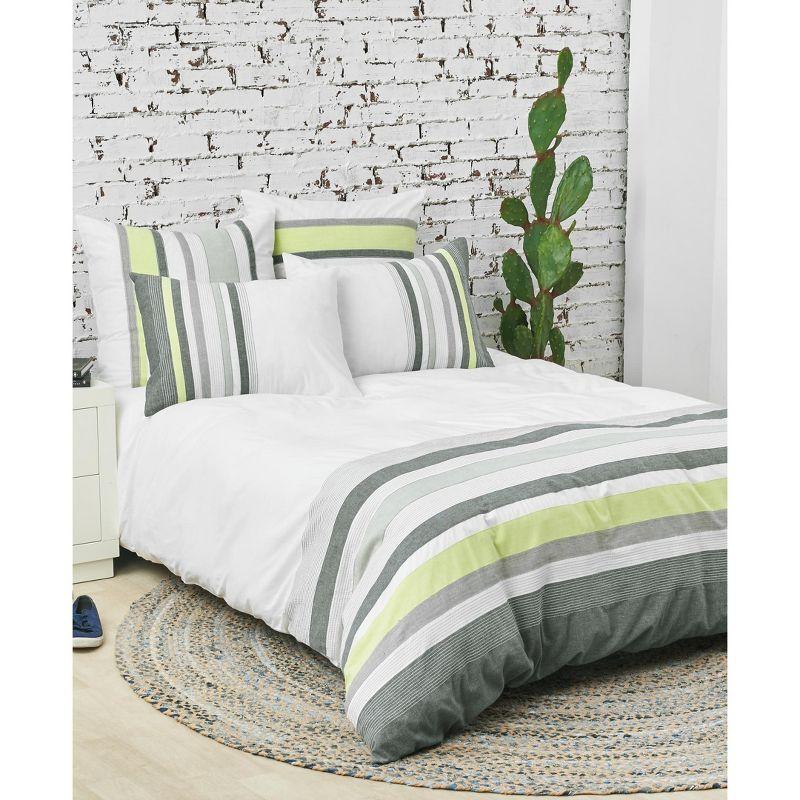 Modern King Cotton Stripe Bedspread Cover with Button Closure