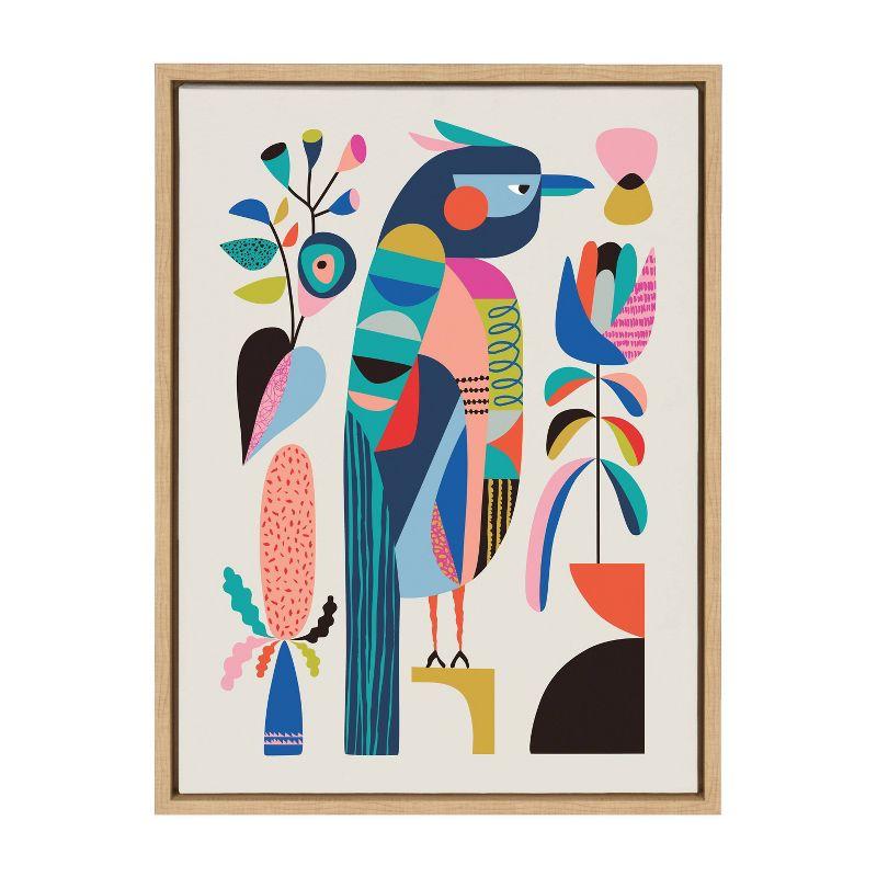 18" x 24" Sylvie Mid Century Modern Kookaburra Framed Wall Canvas by Rachel Lee Natural: Rachel Lee Art