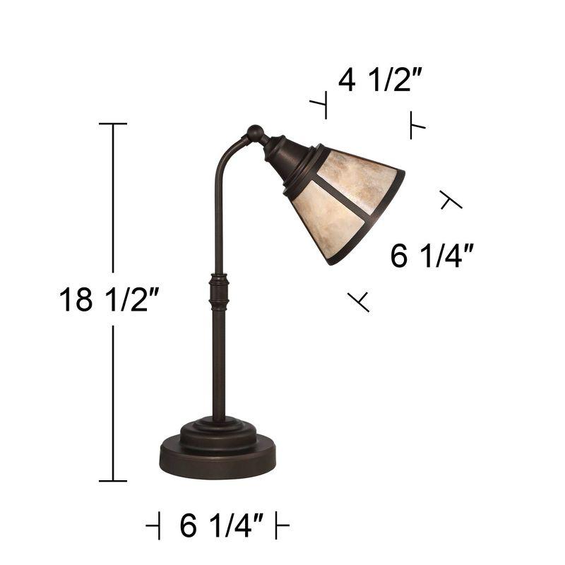 Regency Hill Malta Rustic Farmhouse Desk Lamp 18 1/2" High Satin Bronze Metal Adjustable Blond Mica Shade for Bedroom Living Room Bedside Nightstand