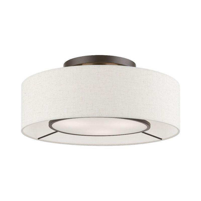 Livex Lighting Ellsworth 3 - Light Semi-Flush Mount in  Brushed Nickel/Shiny White