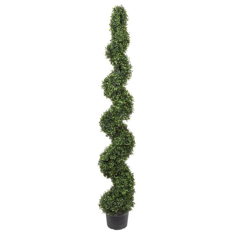 Elegant Outdoor Boxwood Spiral Topiary with White Lights, 72 in