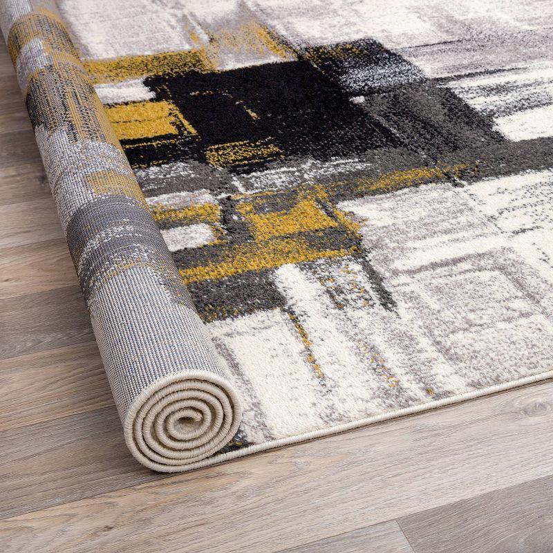 Gold Abstract Elegance 5' x 7' Synthetic Easy-Care Rug