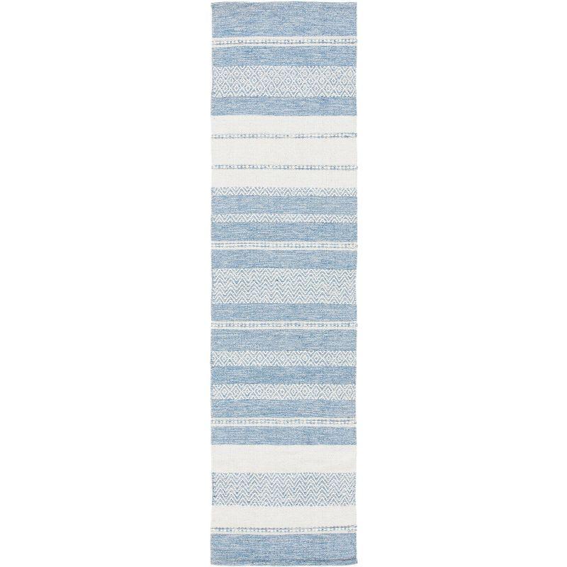 Striped Kilim STK503 Hand Woven Runner Rug - Ivory/Blue - 2'3"x9' - Safavieh.